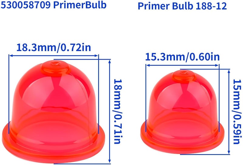 HUSWELL 0057003 188-12-1 Small Engine Primer Bulb Assortment for Zama Echo Homelite UT09526 12538108660 Poulan 530071835 Troy Bilt A01195A 0058001 Chainsaw SRM225 Trimer PB250 BG55 Blower Carburetor - Image 2